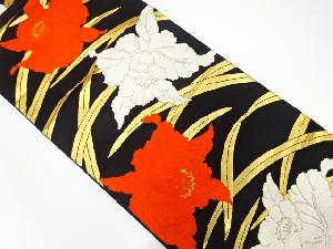 アンティーク　カトレア模様織り出し袋帯（着用可）